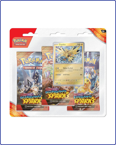 Pokemon SV8 Surging Sparks 3pk Blister Zapdos