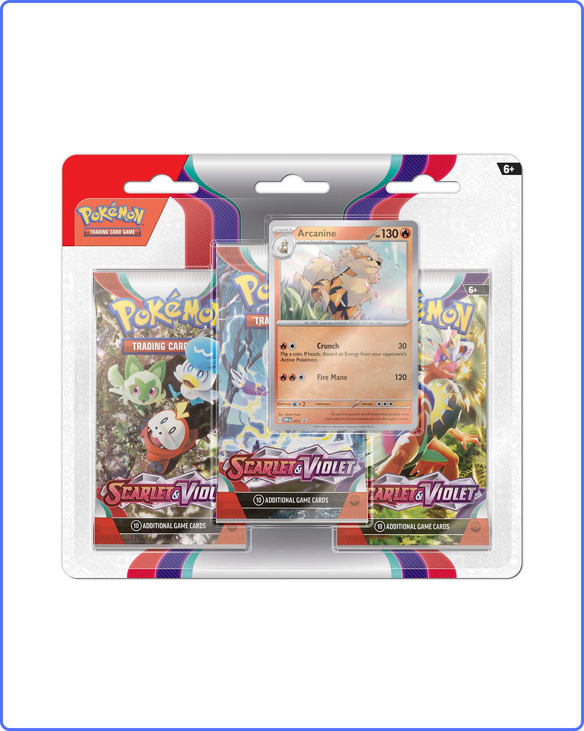 Pokemon Scarlet & Violet Arcanine 3 Pack Blister