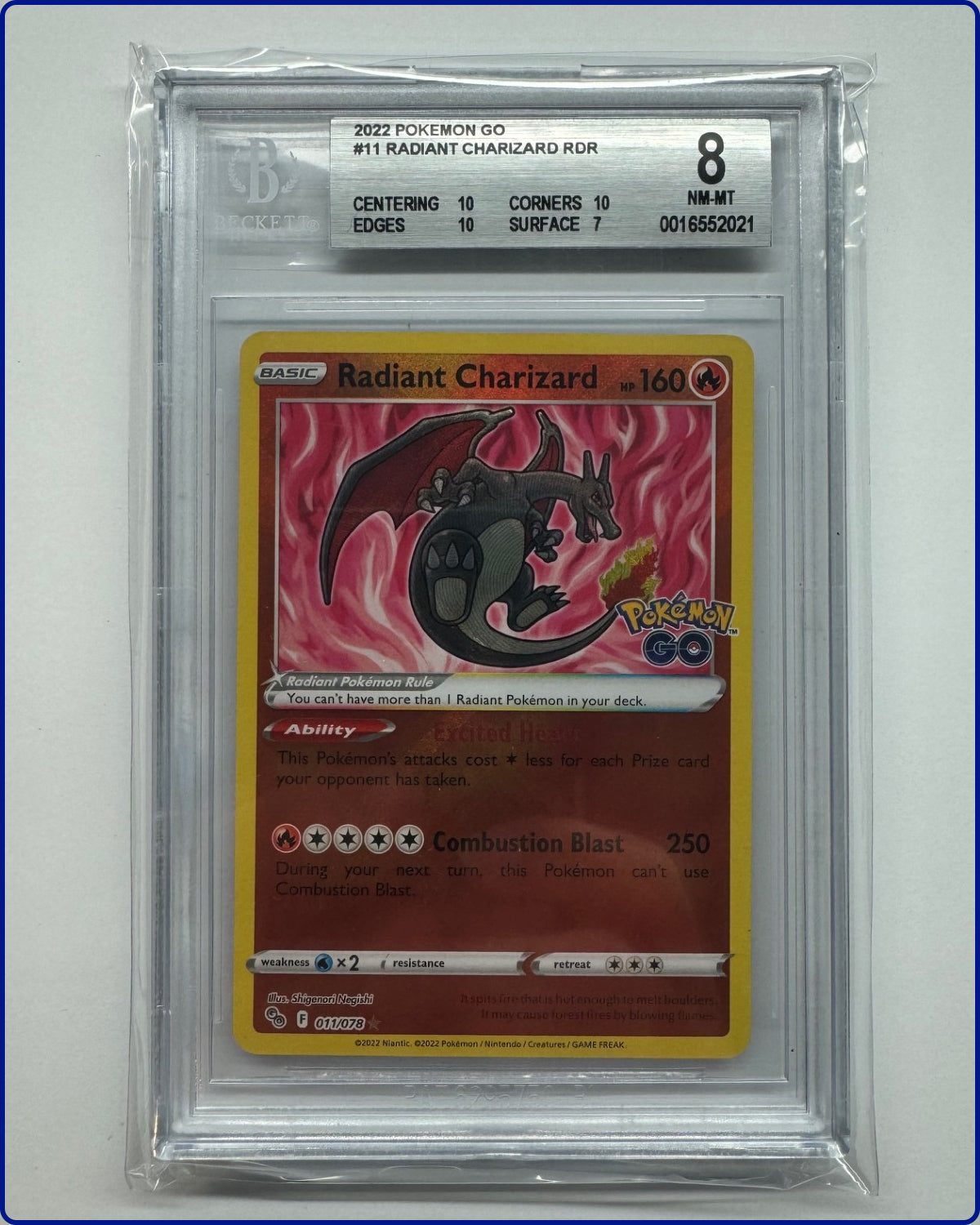 2022 Pokemon GO #11 Radiant Charizard RDR - BGS 8