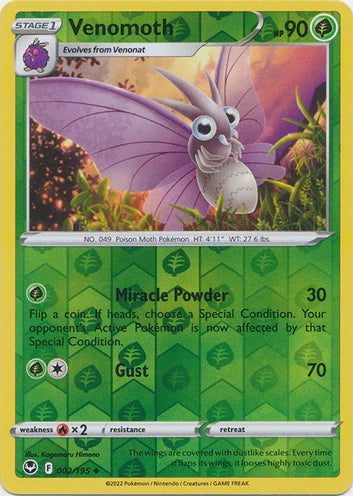 Venomoth - 002/195 - Uncommon - Reverse Holo