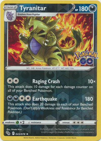 Tyranitar - 043/078 - Holo Rare - Reverse